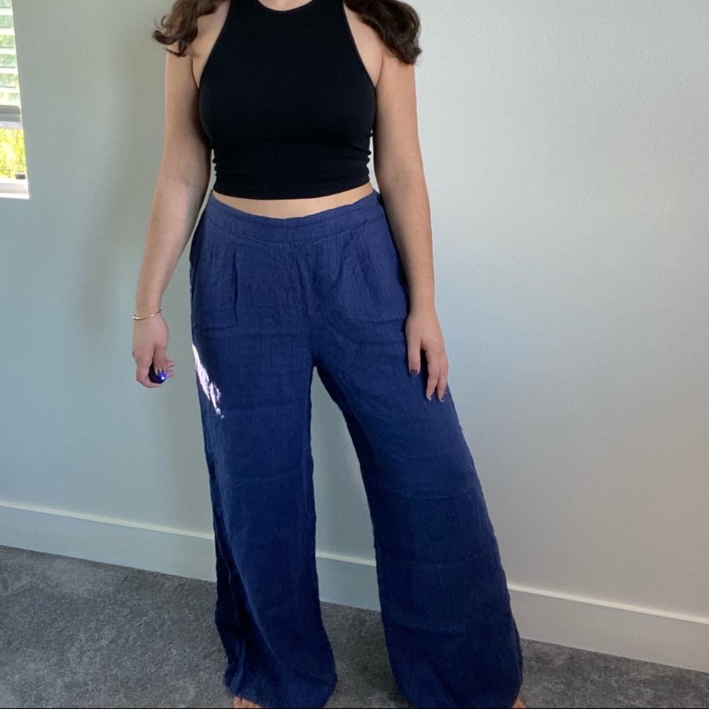 Blue Flax Linen Pants